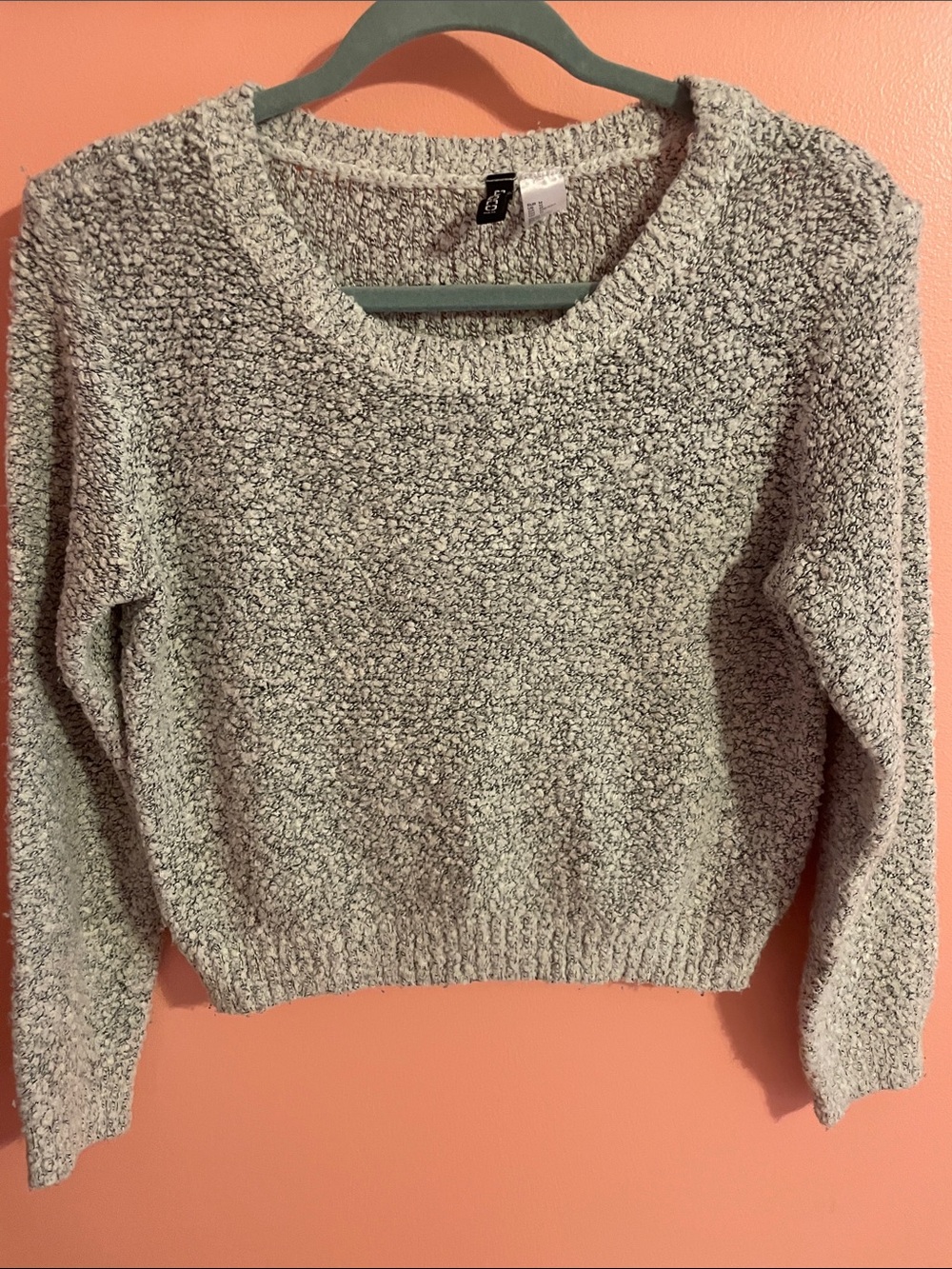 H&M Light Gray Textured Crewneck Sweater